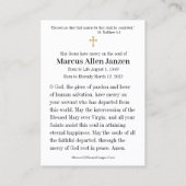 フローラスペインのカトリック葬儀祈りの言葉カード 名刺 (裏面)