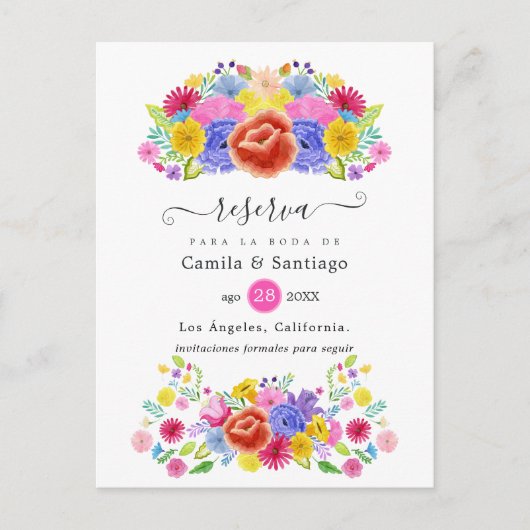 フローラスペインのフィエスタウェディング日付を保存 案内ポストカード (正面)