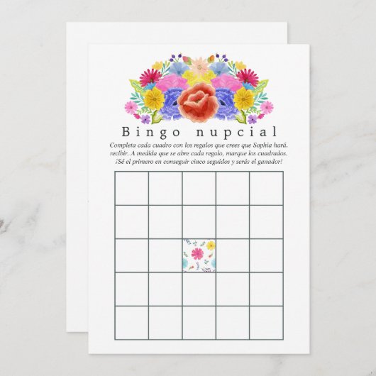 フローラスペインのフィエスタブライダルシャワービンゴ (正面/裏面)