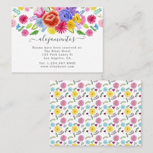 フローラスペインのフィエスタ結婚の宿泊 エンクロージャーカード (正面/裏面)