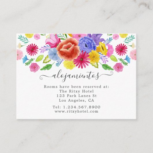 フローラスペインのフィエスタ結婚の宿泊 エンクロージャーカード (正面)