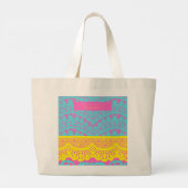 フローラスペインのールパターン – アクアと黄色 ラージトートバッグ (裏面)