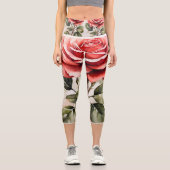 フローラスポーツレギンス | アクティブなウェアとバラポー カプリレギンス (正面)