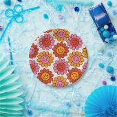 フローラスマイル70sガーリーヴィンテージパターンHippie ペーパープレート (パーティー)