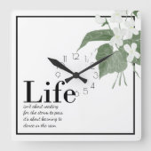 フローラスミレの白い生活の見積   もり  スクエア壁時計 (正面)