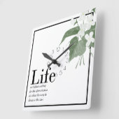 フローラスミレの白い生活の見積   もり  スクエア壁時計 (傾斜)