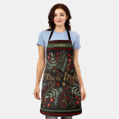 フローラスメリークリスマスブライト引用文 エプロン (着用した状態)
