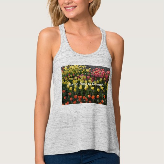 フローラスリムフィットトップ(グレー)常に夢に挑戦 タンクトップ (正面)
