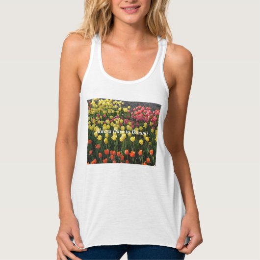 フローラスリムフィットトップ(白)常に夢に挑戦 タンクトップ (正面)