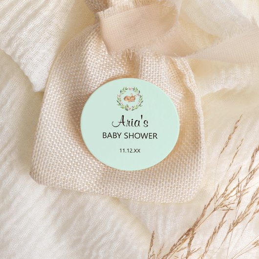 フローラスリーピングディアオングリーンシャワー封筒用シール ラウンドシール