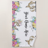 フローラスロパーソナライズされたス ビーチタオル (正面)