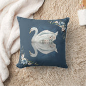 フローラスワンブルー反射 クッション (ブランケット)