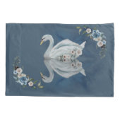 フローラスワンブルー反射 枕カバー (裏面-左)