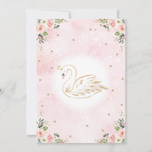 フローラスワンプリンセス/ピーチ赤面金ゴールド誕生日 招待状 (裏面)