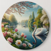 フローラスワンレイク春作品 缶バッジ (正面)