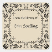 フローラスワーズとカール蔵書票 スクエアシール (正面)