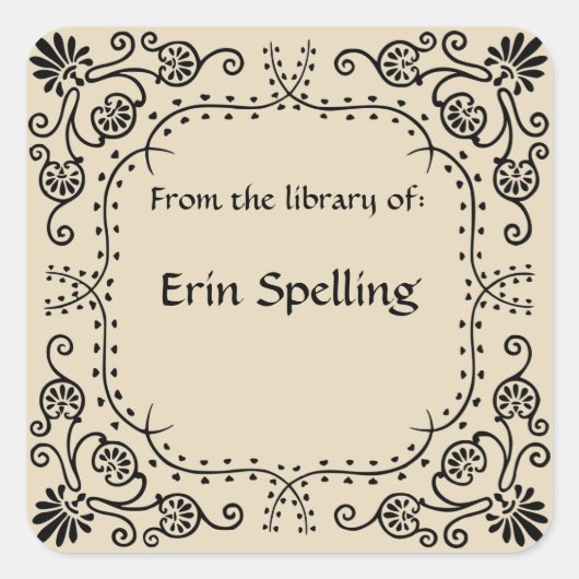 フローラスワーズとカール蔵書票 スクエアシール (正面)