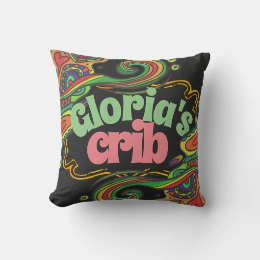 フローラスワールアートヴィンテージ60年代70年代レトロスローピロ クッション (正面)