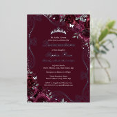 フローラスワールバタフライブルゴーニュキンセアニェラ 箔招待状 (立ち正面)