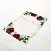 フローラスワール赤金ゴールドクリスマスパーティー 箔招待状 (回転した状態)