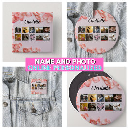 フローラス最高のクリプトMom Ever Pink Photo Collage 缶バッジ