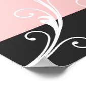 フローラス淡い色のロ結婚ー葉黒桃色 ポスター (角)