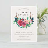 フローラス素朴タグ〔雄ジカの〕枝角ブライダルシャワー招待状 サンキューカード (スタンド正面)