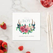 フローラス素朴タッグ〔雄ジカの〕枝角男の子の赤ちゃんシャワー スタンダードカクテルナプキン (インサイチュ)