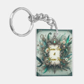 フローラス結婚タンパンクの緑と銀 キーホルダー (正面左)