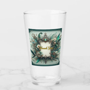 フローラス結婚タンパンクの緑と銀 タンブラーグラス