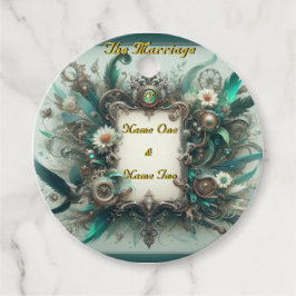 フローラス結婚タンパンクの緑と銀 フェイバータグ