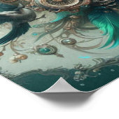 フローラス結婚タンパンクの緑と銀 ポスター (角)