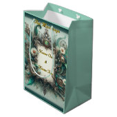 フローラス結婚タンパンクの緑と銀 ミディアムペーパーバッグ (裏面アングル)