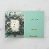 フローラス結婚タンパンクの緑と銀 招待状 (内部)