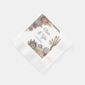 フローラス結婚テームパンクの日付と名前 縁ありカクテルナプキン (角)