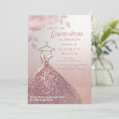 フローラセクインバラ金ゴールドドレスQuinceanera Invt 招待状 (スタンド正面)