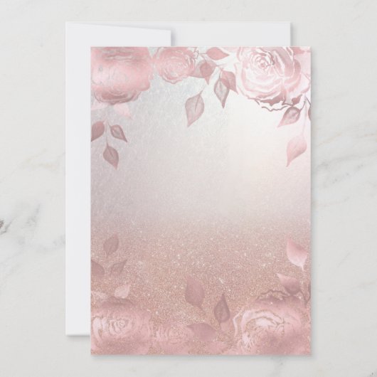 フローラセクインバラ金ゴールドドレスQuinceanera Invt 招待状 (裏面)