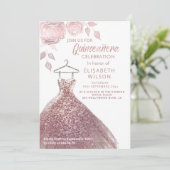 フローラセクインバラ金ゴールドドレスQuinceanera Invt 招待状 (スタンド正面)