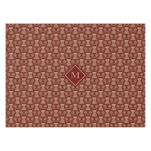 フローラセットのダマスクパターン テーブルクロス (正面(横))