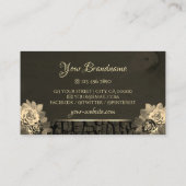 フローラセピア金ゴールドダークブラウン木目モノグラム 名刺 (裏面)