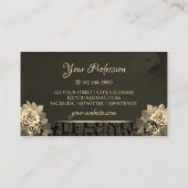 フローラセピア金ゴールドダークブラウン木目ロゴ付き 名刺 (裏面)