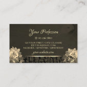 フローラセピア金ゴールド暗褐色の木目の樹皮 名刺 (裏面)