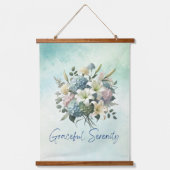 フローラセレニティ： 3ピースウッドトップウォールタペストリー 吊り下げ型タペストリー (正面)