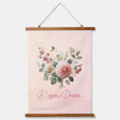 フローラセレニティ： 3ピースウッドトップウォールタペストリー 吊り下げ型タペストリー (正面3)