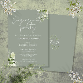 フローラセージグリーンスクリプト婚約パーティ 招待状