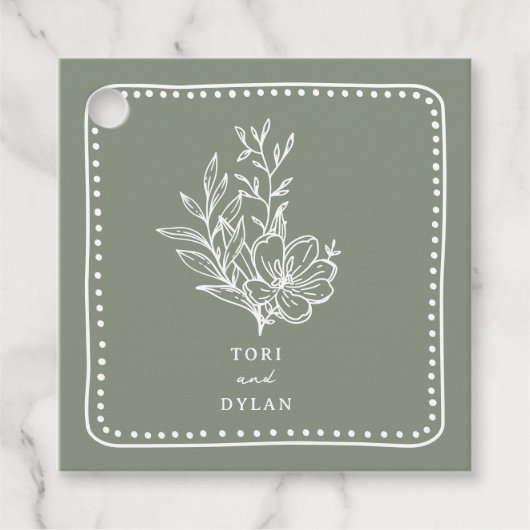 フローラセージグリーンブーケ結婚ーズ フェイバータグ (正面)