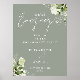フローラセージグリーン婚約パーティウェルカムサイン ポスター
