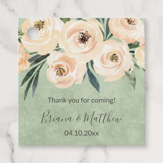 フローラセージグリーン結婚式の引き出物ラベル フェイバータグ (正面)