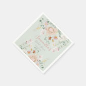 フローラセージグリーン赤面ピンクエレガント紙プレート スタンダードカクテルナプキン (角)