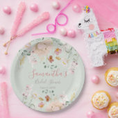 フローラセージグリーン赤面ピンクエレガント ペーパープレート (パーティー)